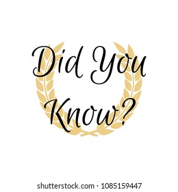 Did You Know vector banner. Label did you know design background