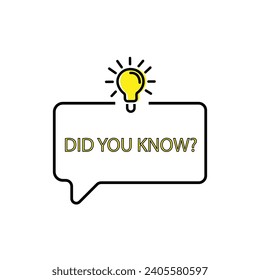 Did you know vector banner. Interesting idea or fact. Yellow light bulb with question. Important information.