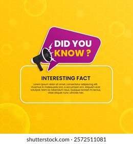 Did you know vector banners with educational fun facts and megaphone graphics for business and marketing