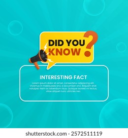 Did you know vector banners with fun facts for educational, business, and advertising purposes featuring a megaphone