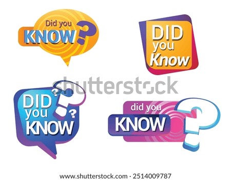 Did you know vector and big question. social media template, fun fact, expert information, explanation or solution, idea or advice message, useful knowledge or wisdom, useful tip