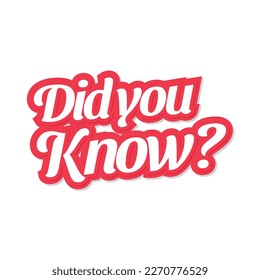 Did you know. Vector hand drawn lettering illustration. Isolated on white background.