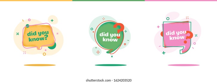 Did you know vector icon. Label or banner or sicker with Interesting fact. Helpful template for ask or quiz. Isolated illustration