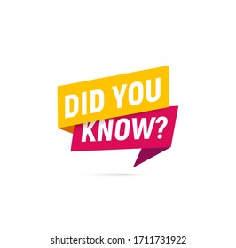 Did you know vector speech bubble icon paper style on white background.