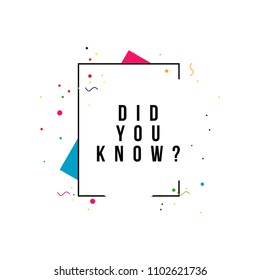 Did You Know Vector Template Design Illustration