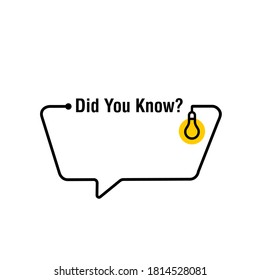  Did you know vector template post with idea bulb light icon for soicial media background, fun fact blank template fyi vector