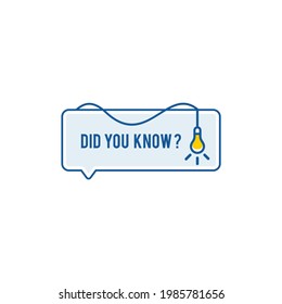 Did you know vector template post icon for Social media background in blue and yellow color, fun fact blank template fyi vector