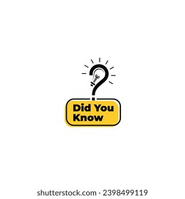 Did you know vector template post icon for social media background, fun fact with lightbulb idea