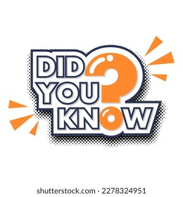 Did you know web banner, idea box, quote for interesting fact. Cartoon vector in comic style on transparent background
