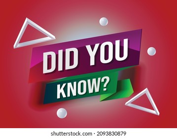 Did you know word concept vector illustration with red element 3d style for use landing page, template, ui, web, mobile app, poster, banner, flyer, background, gift card, coupon