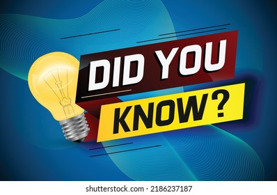 ¿Lo sabías? ilustración de vector de concepto de palabra con Lamp y estilo 3d, página de inicio, plantilla, ui, web, aplicación móvil, afiche, banner, volante, fondo, tarjeta de regalo, cupón, etiqueta, papel tapiz