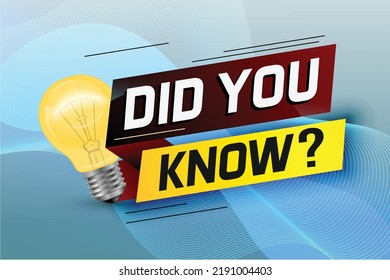 Wusstest du das? Wortkonzept, Vektorgrafik mit Lampe und 3D-Stil, Landepage, Vorlage, i, Web, Mobile App, Poster, Banner, Flyer, Hintergrund, Geschenkkarte, Coupon, Etikett, Bildschirmhintergrund