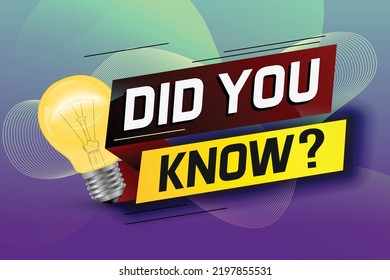 ¿Lo sabías? ilustración de vector de concepto de palabra con Lamp y estilo 3d, página de inicio, plantilla, ui, web, aplicación móvil, afiche, banner, volante, fondo, tarjeta de regalo, cupón, etiqueta, papel tapiz