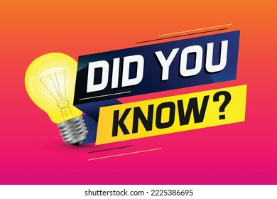 ¿Lo sabías? ilustración de vector de concepto de palabra con Lamp y estilo 3d, página de inicio, plantilla, ui, web, aplicación móvil, afiche, banner, volante, fondo, tarjeta de regalo, cupón, etiqueta, papel tapiz