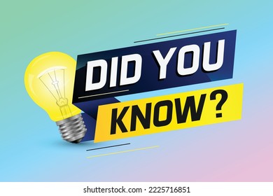 ¿Lo sabías? ilustración de vector de concepto de palabra con Lamp y estilo 3d, página de inicio, plantilla, ui, web, aplicación móvil, afiche, banner, volante, fondo, tarjeta de regalo, cupón, etiqueta, papel tapiz