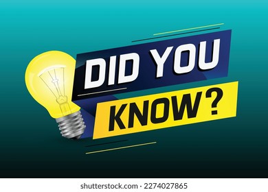 ¿Lo sabías? ilustración de vector de concepto de palabra con Lamp y estilo 3d, página de inicio, plantilla, ui, web, aplicación móvil, afiche, banner, volante, fondo, tarjeta de regalo, cupón, etiqueta, papel tapiz