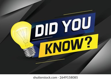 Did you know ? word concept vector illustration with Lamp and 3d style, landing page, template, ui, web, mobile app, poster, banner, flyer, background, gift card, coupon, label, wallpaper 