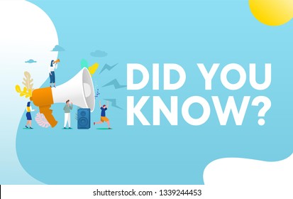 Did you know word vector illustration concept, people with megaphone shout out on megaphone and give information, 
can use for, landing page, template, ui, web, homepage, poster, banner, flyer