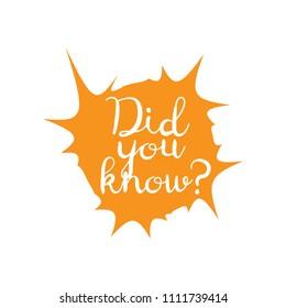 did you know words. Did You Know vector sign