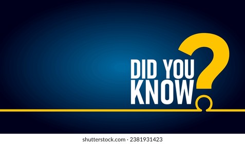 Did you know and yellow question mark, vector poster or banner, social media post