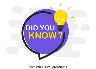 Did You Know? Logo design with light bulb, idea box, quote for interesting fact. . Banner design for business, marketing and advertising. Loudspeaker Vector illustration