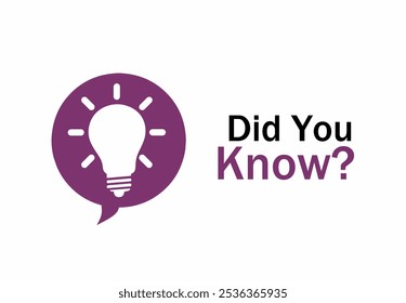 Did You Know? Logo design with light bulb, idea box, quote for interesting fact. Banner design for business, marketing and advertising. Flat vector illustration.