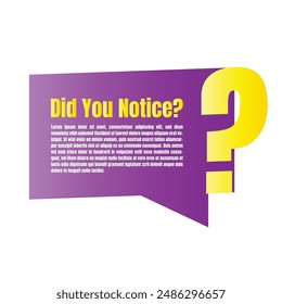 Did you notice question sign illustration, Do you know fun fact sign design, Did you know information and education sign design