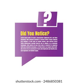 Did you notice question sign illustration, Do you know fun fact sign design, Did you know information and education sign design