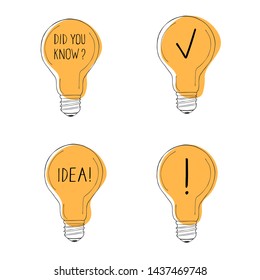 Did you know? Set of icons. Doodle vector illustration.