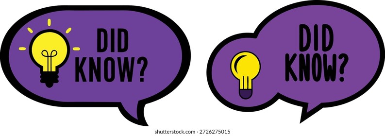 Você Sabia? Bolha de fala com ícone de lâmpada - fatos interessantes e conceito curioso