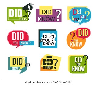Did you know? Speech bubbles. Vector creative advertising illustration.