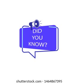 did you know? tag, color, megaphone, blue icon