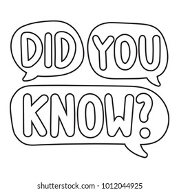 Did you know? Vector hand drawn speech bubbles outline design illustration on white background.