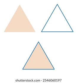  didaktisches Material über Geometrie, ein gleichseitiges Dreieck, Fläche und Umfang eines Dreiecks, auf transparentem Hintergrund