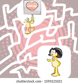 Didactic maze for preschoolers, to learn by playing. Vector illustration in cartoon style available in EPS 10.