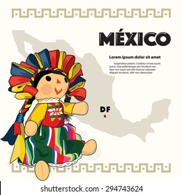 Didactic Mexican Doll - Mexico Copy Space