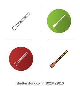 Didgeridoo icon. Flat design, linear and color styles. Didjeridu. Isolated vector illustrations