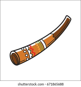 Didgeridoo musical instrument isolated on white vector illustration