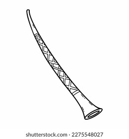 Didjeridoo. Musical Australian instrument. Vector doodle illustration. Hand drawn sketch.