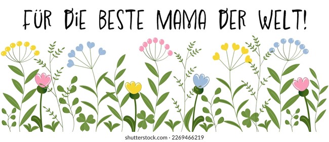 Für die beste Mama der Welt! - German text - For the best Mom in the world! Greeting card with floral background.