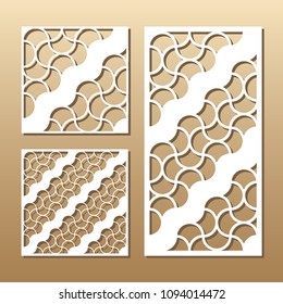 Die cut card. Laser cut vector panel. Cutout silhouette with geometric pattern. A picture suitable for printing, engraving, laser cutting paper, wood, metal, stencil manufacturing. 