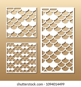 Die cut card. Laser cut vector panel. Cutout silhouette with geometric pattern. A picture suitable for printing, engraving, laser cutting paper, wood, metal, stencil manufacturing. 