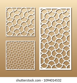Die cut card. Laser cut vector panel. Cutout silhouette with geometric pattern. A picture suitable for printing, engraving, laser cutting paper, wood, metal, stencil manufacturing. 