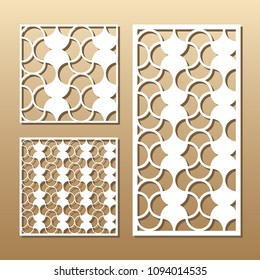 Die cut card. Laser cut vector panel. Cutout silhouette with geometric pattern. A picture suitable for printing, engraving, laser cutting paper, wood, metal, stencil manufacturing. 