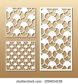 Die cut card. Laser cut vector panel. Cutout silhouette with geometric pattern. A picture suitable for printing, engraving, laser cutting paper, wood, metal, stencil manufacturing. 