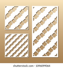 Die cut card. Laser cut vector panel. Cutout silhouette with geometric pattern. A picture suitable for printing, engraving, laser cutting paper, wood, metal, stencil manufacturing. 