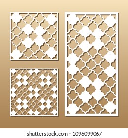 Die cut card. Laser cut vector panel. Cutout silhouette with geometric pattern. A picture suitable for printing, engraving, laser cutting paper, wood, metal, stencil manufacturing. 