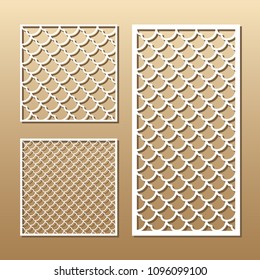 Die cut card. Laser cut vector panel. Cutout silhouette with geometric pattern. A picture suitable for printing, engraving, laser cutting paper, wood, metal, stencil manufacturing. 