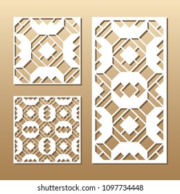 Die cut card. Laser cut vector panel. Cutout silhouette with geometric pattern. A picture suitable for printing, engraving, laser cutting paper, wood, metal, stencil manufacturing.