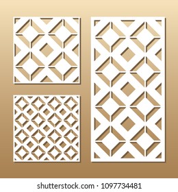 Die cut card. Laser cut vector panel. Cutout silhouette with geometric pattern. A picture suitable for printing, engraving, laser cutting paper, wood, metal, stencil manufacturing.